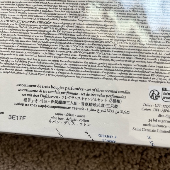 Set of 3 candles, scent Diptyque Paris 34 Boulevard Saint Germaine, new in box - Picture 5 of 5